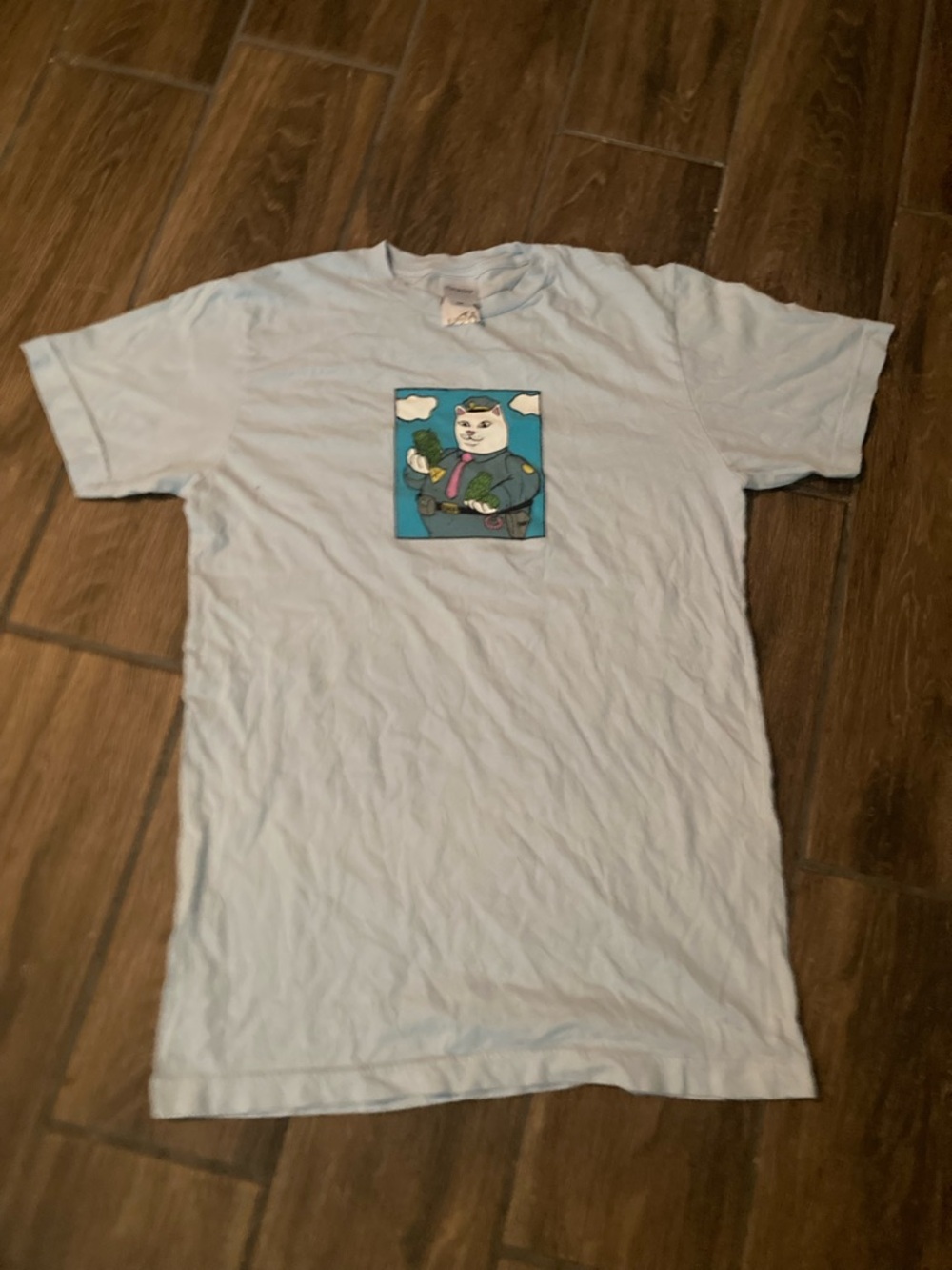Ripndip light blue cop cat graphic tee